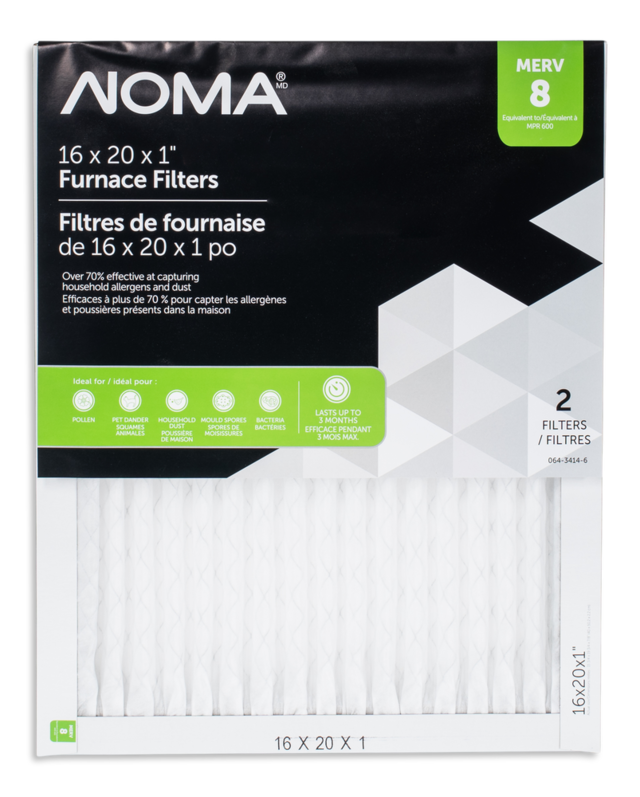 NOMA MERV 8 Furnace Air Filters, 16 x 20 x 1in, 2pk Canadian Tire