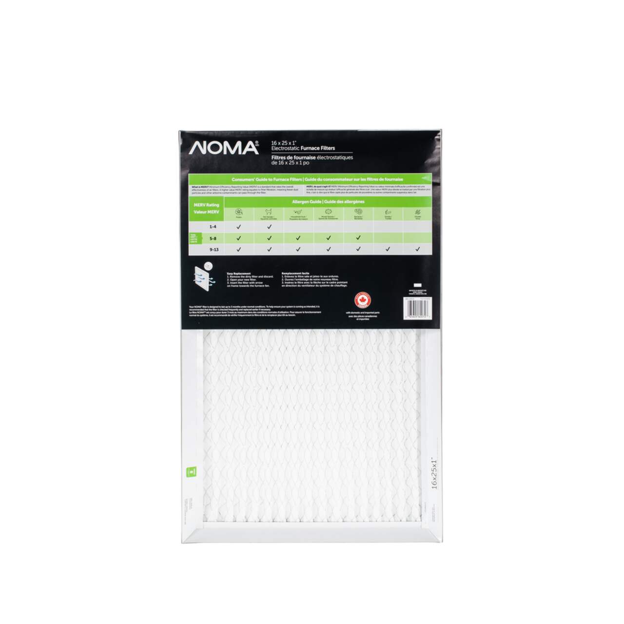 NOMA MERV 8 Furnace Air Filters 16 x 25 x 1 in 2 pk Canadian Tire