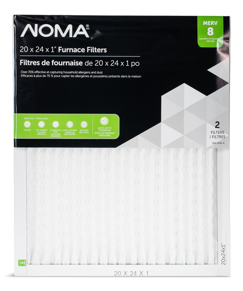 NOMA MERV 8 Furnace Air Filters, 20 x 24 x 1in, 2pk Canadian Tire