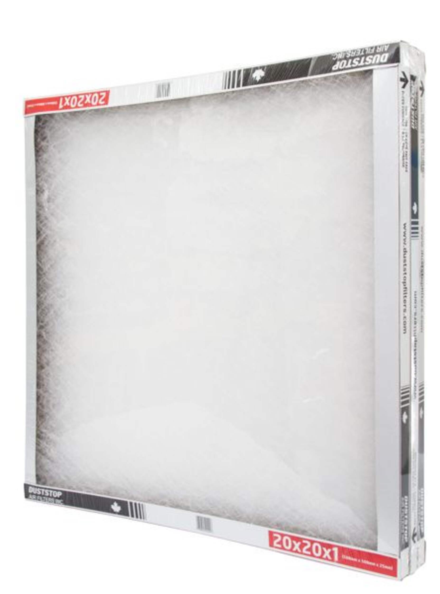 Duststop Furnace Fiberglass Air Filters, 20 x 20 x 1-in, 3-pk Front_Three_Fourths_Angled_Left