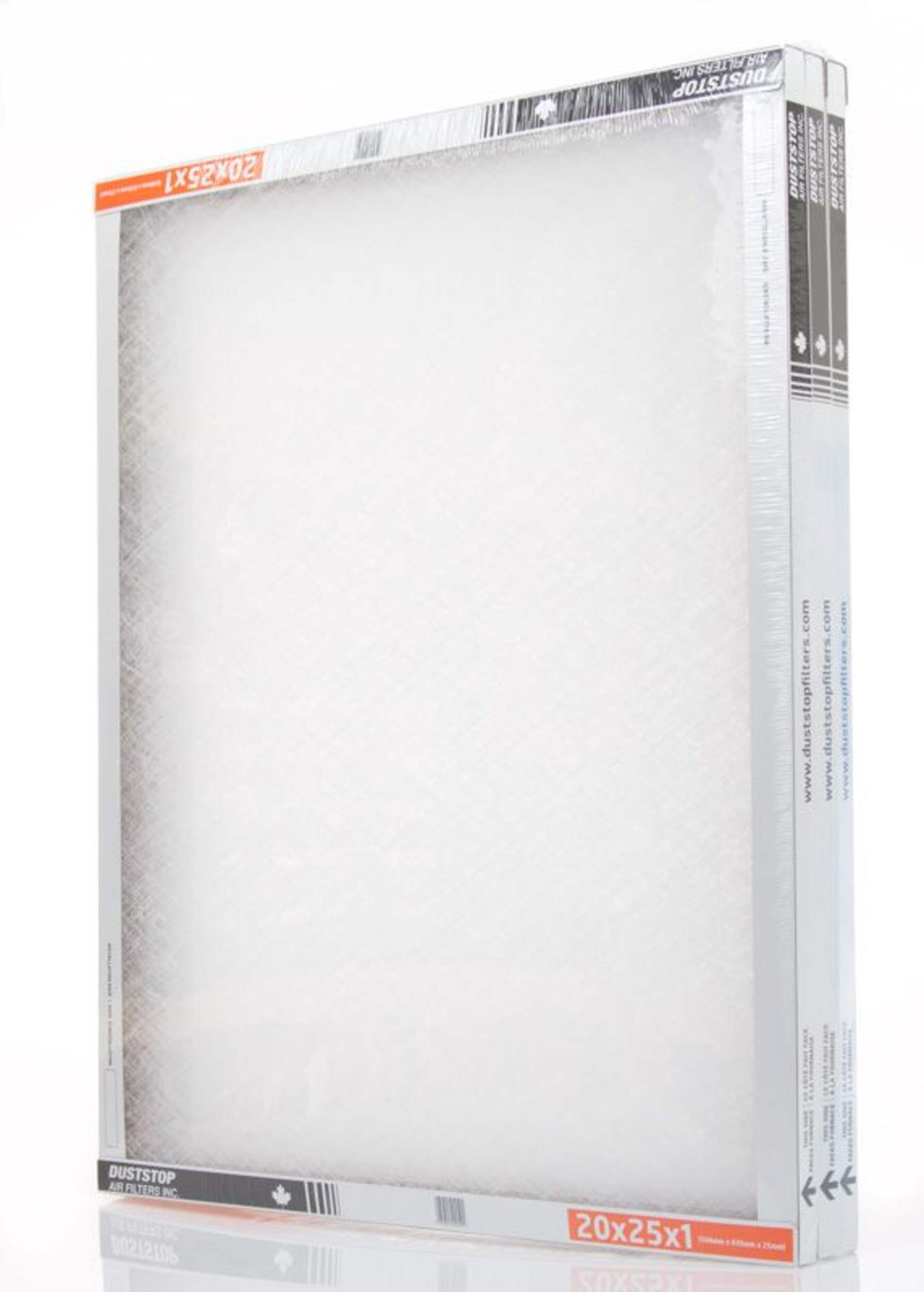 Duststop Furnace Fiberglass Air Filters, 20 x 25 x 1-in, 3-pk Front_Three_Fourths_Angled_Left