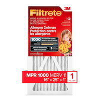 3M™ Filtrete™ Allergen Defense Micro Allergen Filter, MPR 1000, 16 x 25 x 1-in, 1-pk