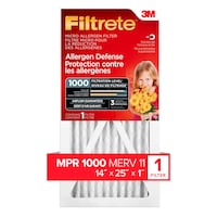 3M™ Filtrete™ Allergen Defense Micro Allergen Filter, MPR 1000, 14 x 25 x 1-in, 1-pk Front_Flat