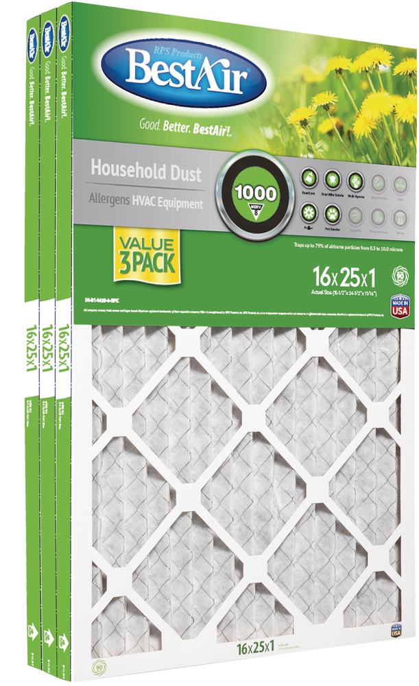 BestAir MERV 8 Household Dust Reduction Pleated Furnace Air Filters