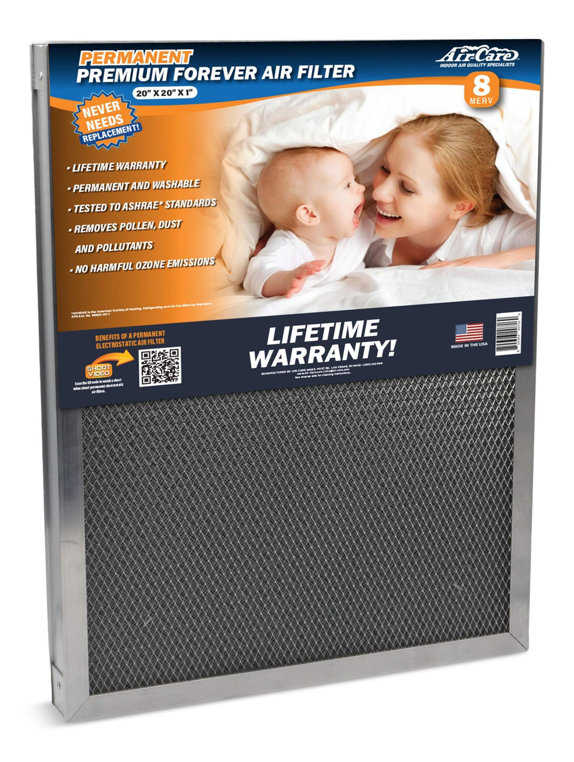 AirCare Premium Permanent Washable Furnace Filter, 14in x 25in x 1