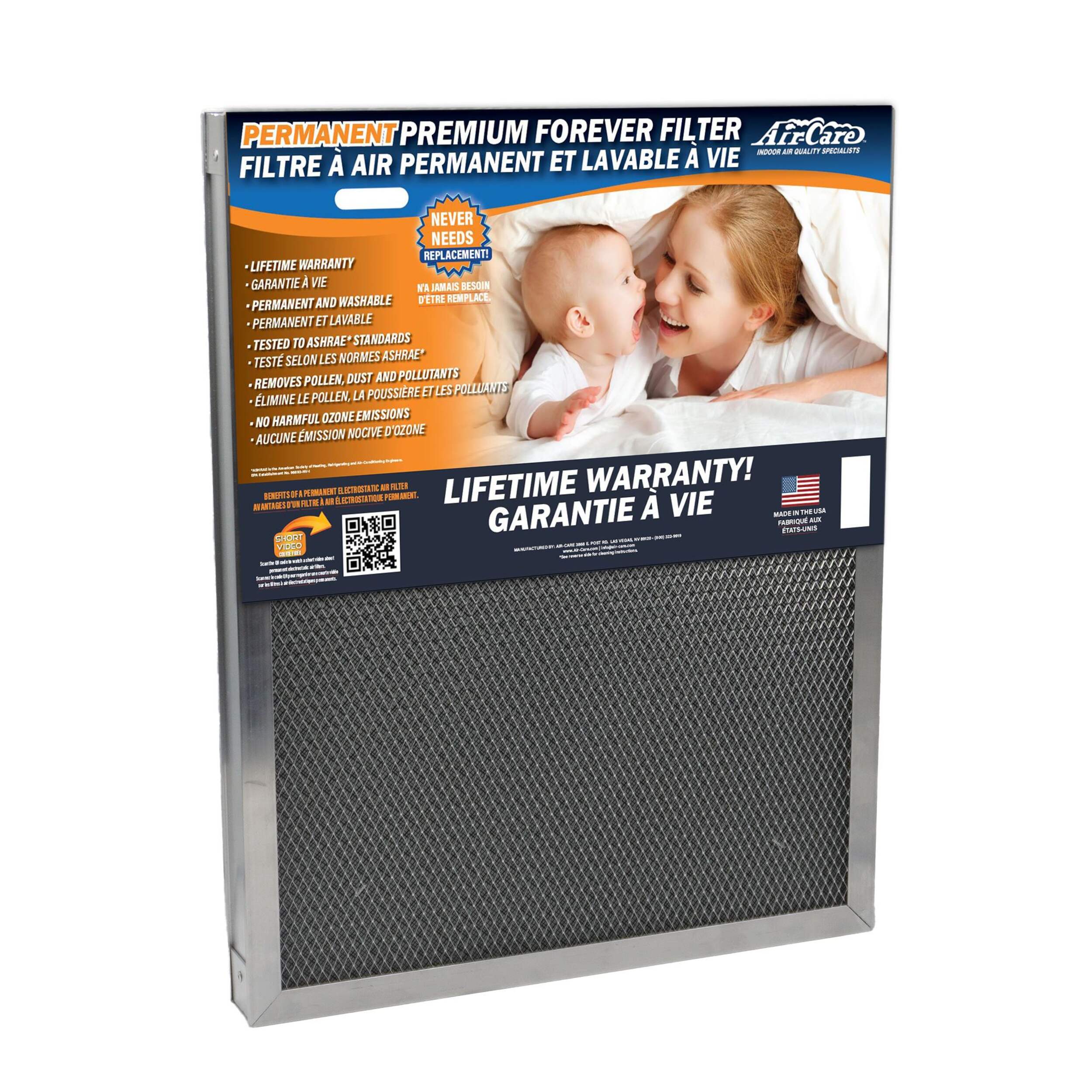 Air-Care Premium Permanent Washable Furnace Filter, 20-in x 30-in Front_Angled_Right