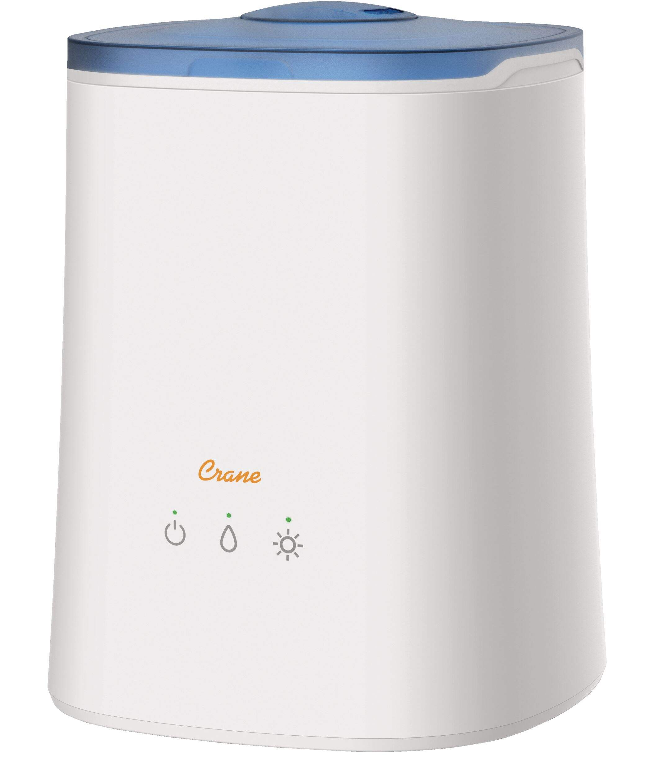 Humidificateur, diffuseur d'arôme et veilleuse ultrasonique à brume fraîche Crane EE-6909, blanc, 1,2 L Front_Three_Fourths_Angled_Left