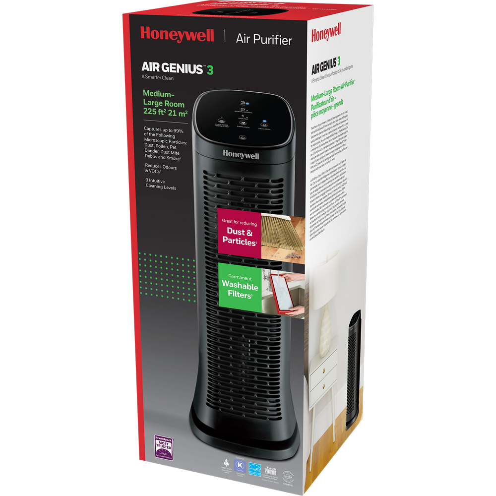 Honeywell HFD303C AirGenius 3 Air Purifier with Permanent Filter for ...