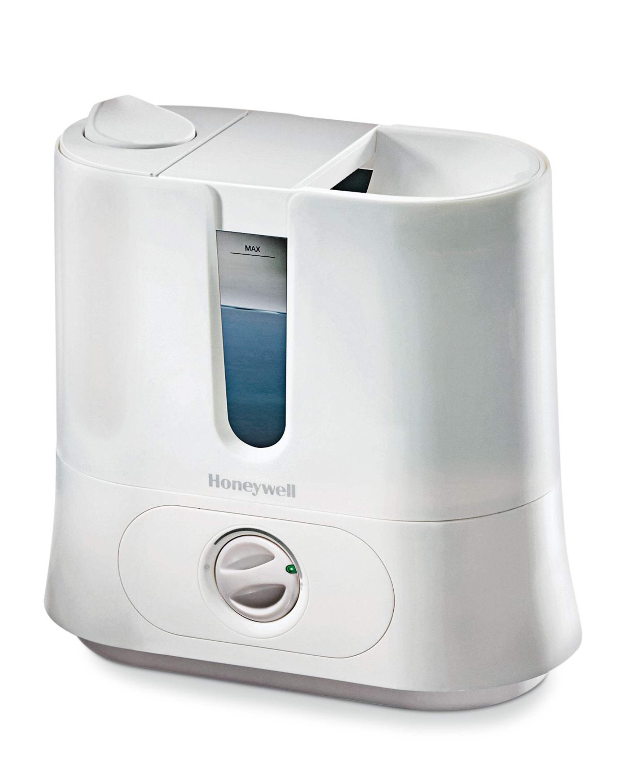 Honeywell HUL570WC Top-Fill Ultrasonic Cool Mist Air Humidifier, Ultra Quiet, White, 3.78-L Front_Angled_Left
