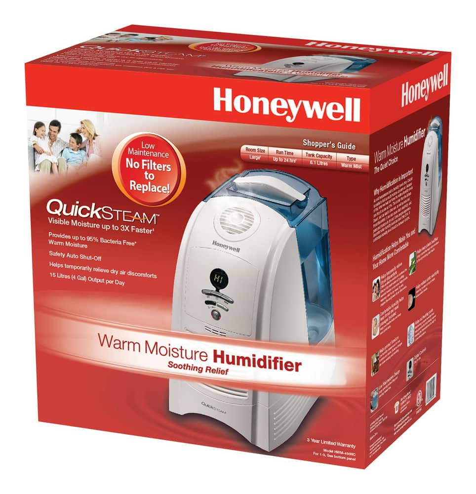 Honeywell HWM450NC QuickSteam™ Warm Mist Humidifier, 1.6-Gallon ...