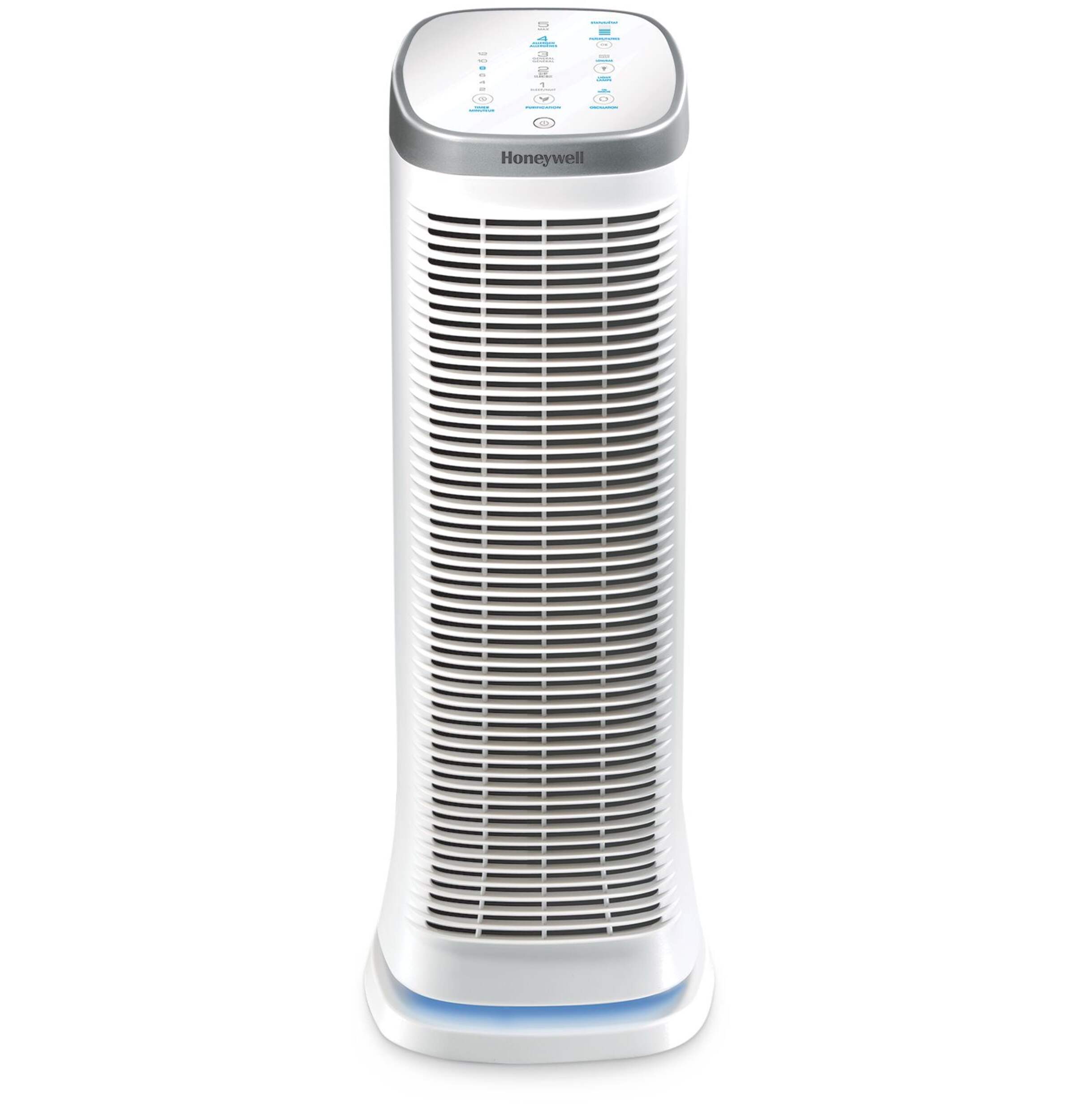 Purificateur d'air à filtre permanent Honeywell HFD322C AirGenius5, élimine les allergènes et les odeurs, blanc, grande pièce Front_Elevated