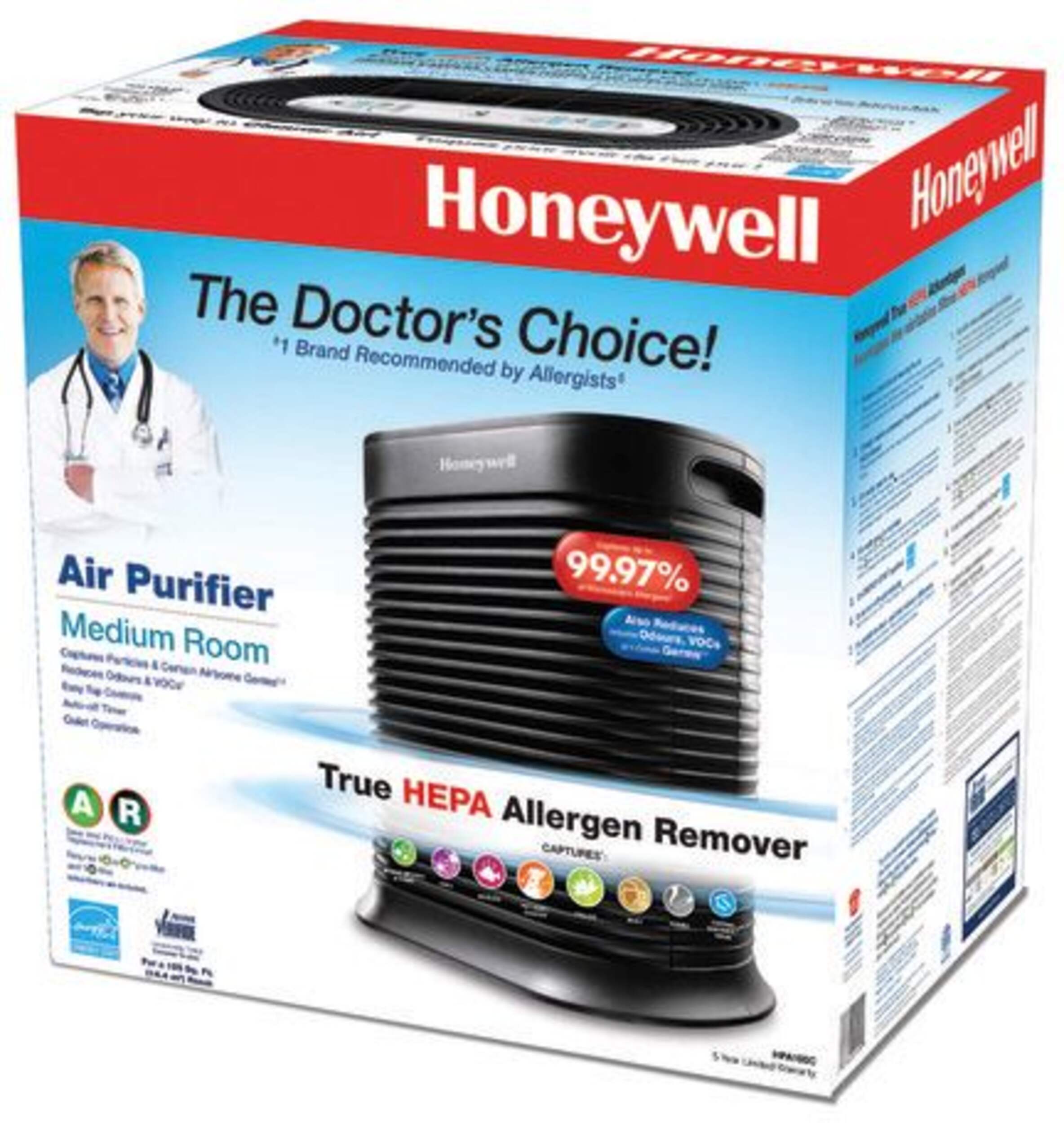 Honeywell HPA100C True HEPA Allergen Remover with True HEPA Filter Front_Angled_Left