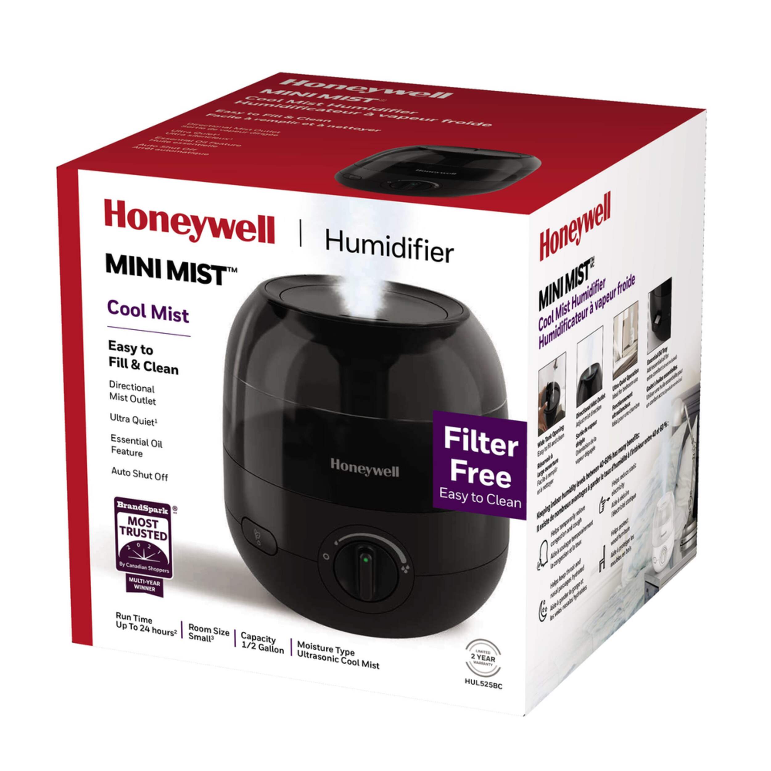 Honeywell HUL525BC Mini Mist™ Ultrasonic Cool Mist Humidifier, ½