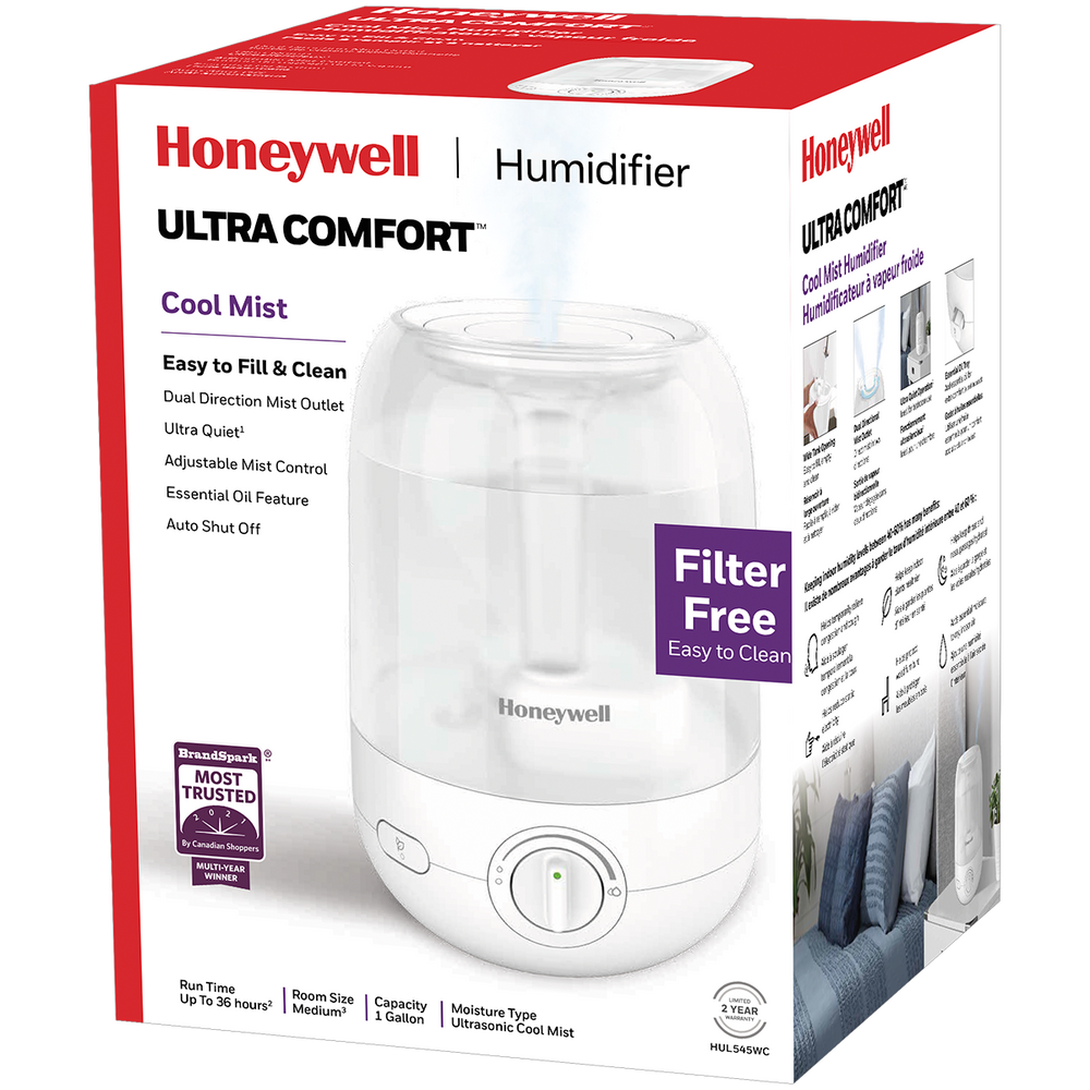 Honeywell HUL545WC Ultra Comfort™ Ultrasonic Cool Mist Humidifier, 1