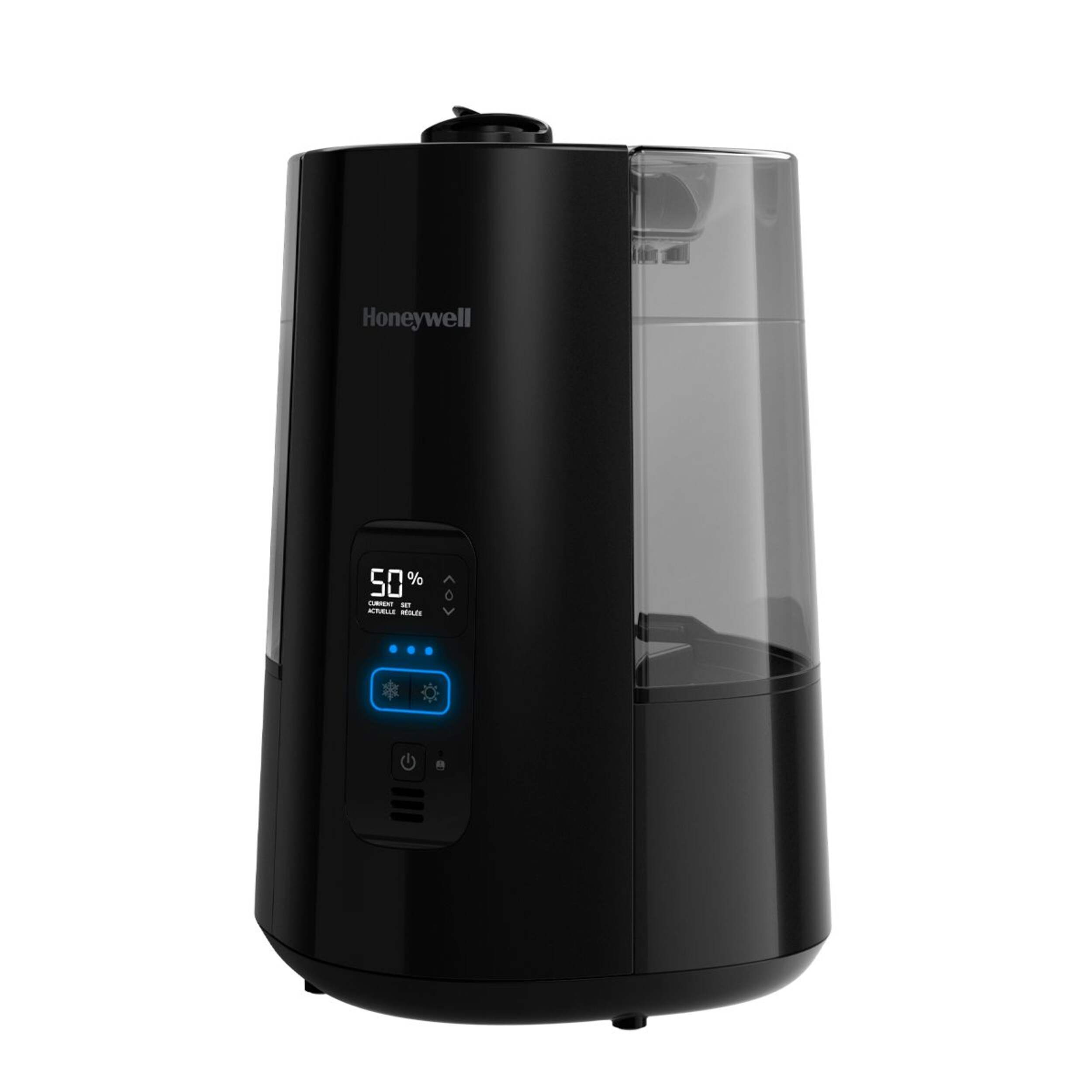 Honeywell HWC778BC Dual Comfort™ Cool + Warm Mist Humidifier, 1.5-Gallon Front_Angled_Left