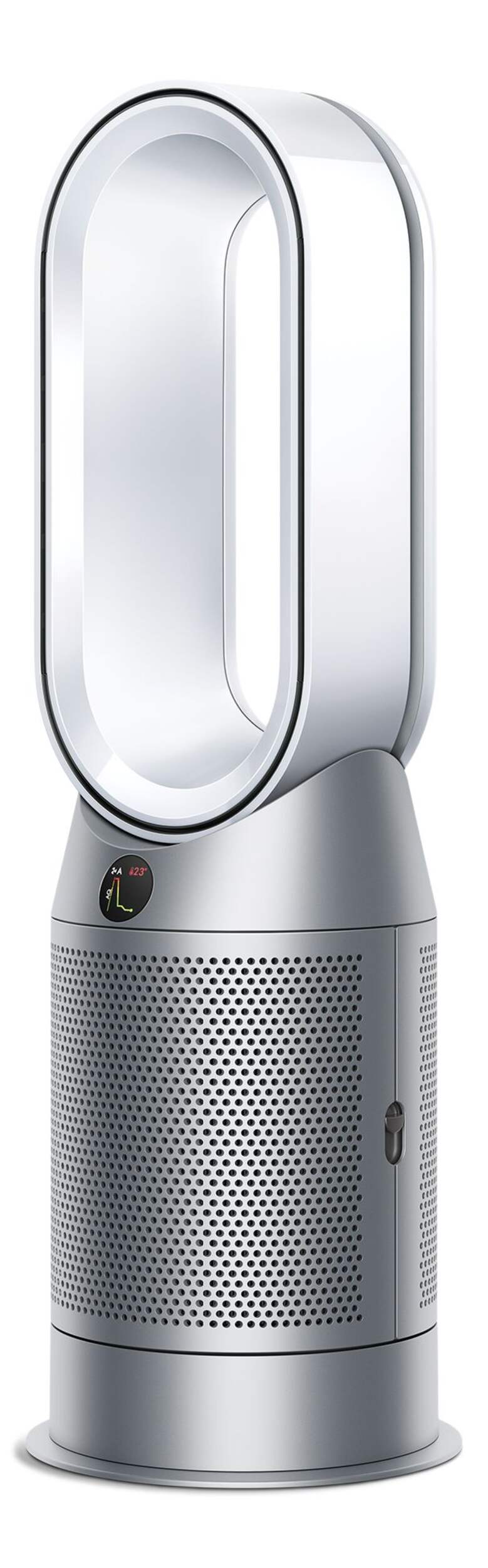 Purificateur d'air/radiateur/ventilateur sans pales formaldéhyde Dyson HP07 Hot + Cool, élimine les allergènes et les odeurs, blanc/argent Front_Three_Fourths_Angled_Left