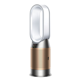 Dyson HP09 Purifier Hot + Cool™ Formaldehyde Air Purifier/Heater/Bladeless Fan, Removes Allergens & Odours, White/Gold Front_Three_Fourths_Angled_Left
