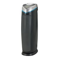 GermGuardian AC4825DLX 4-in-1 HEPA Filter & UVC Tower Air Purifier, Removes Allergens & Odours, Black, Small-Medium Room Front_Three_Fourths_Angled_Left
