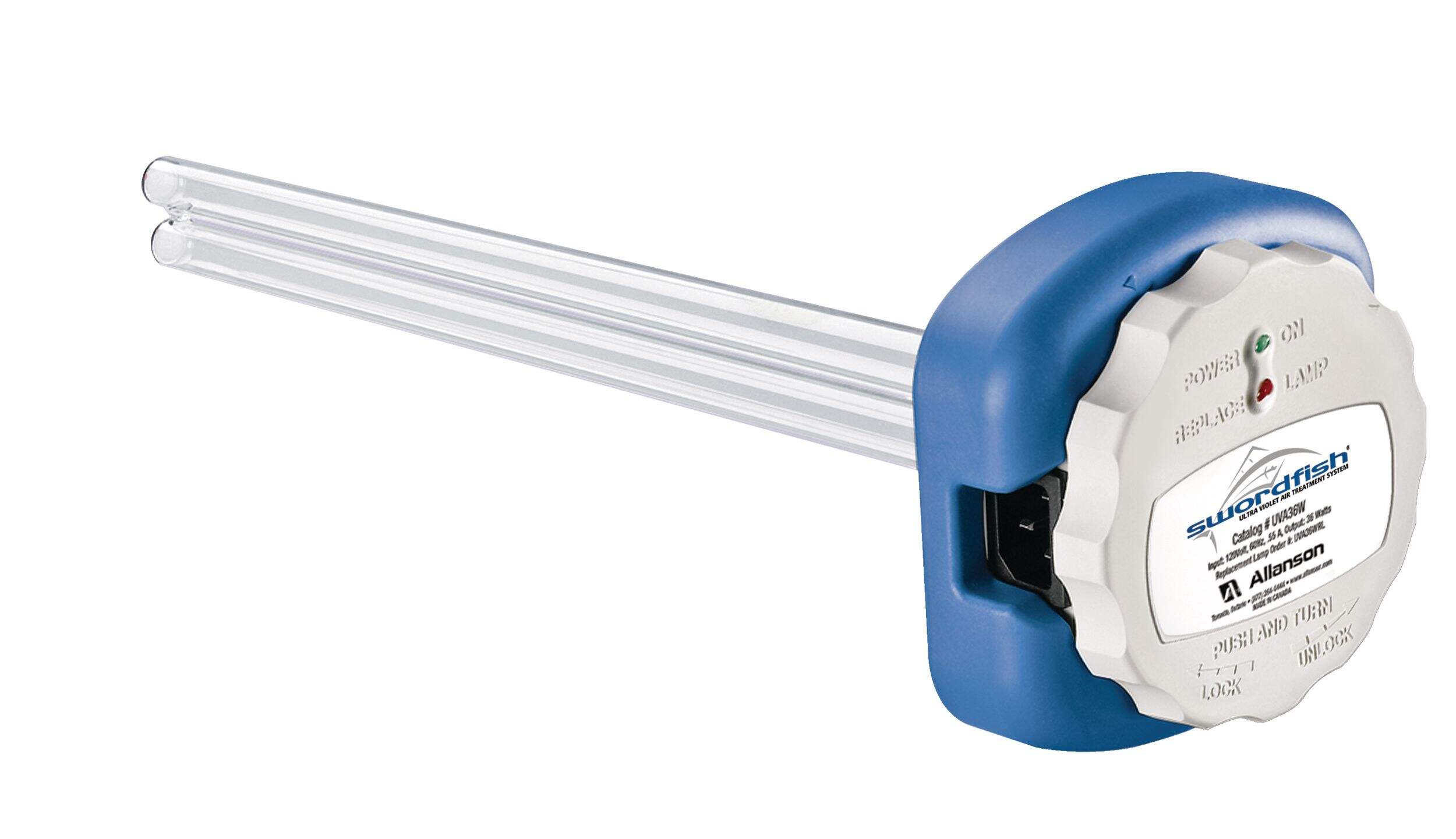Swordfish UVA36WB Furnace Mounted Whole Home UVC Air Purification System, 17 x 5 x 5-in Front_Angled_Right