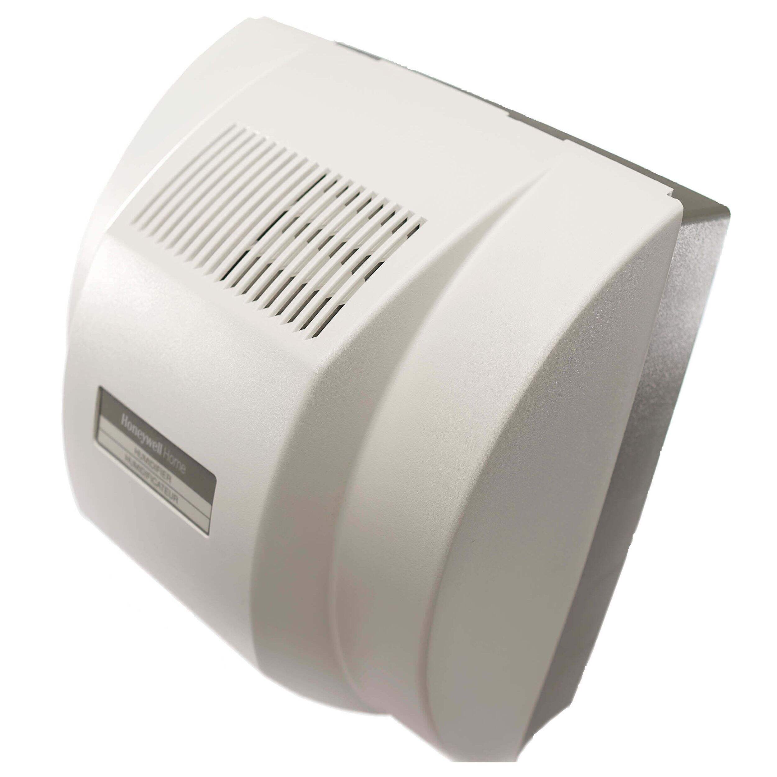 Honeywell HE360A Whole-House Powered Flow-Through Air Humidifier, 2,700-4,500 sq. ft., White Front_Three_Fourths_Angled_Left
