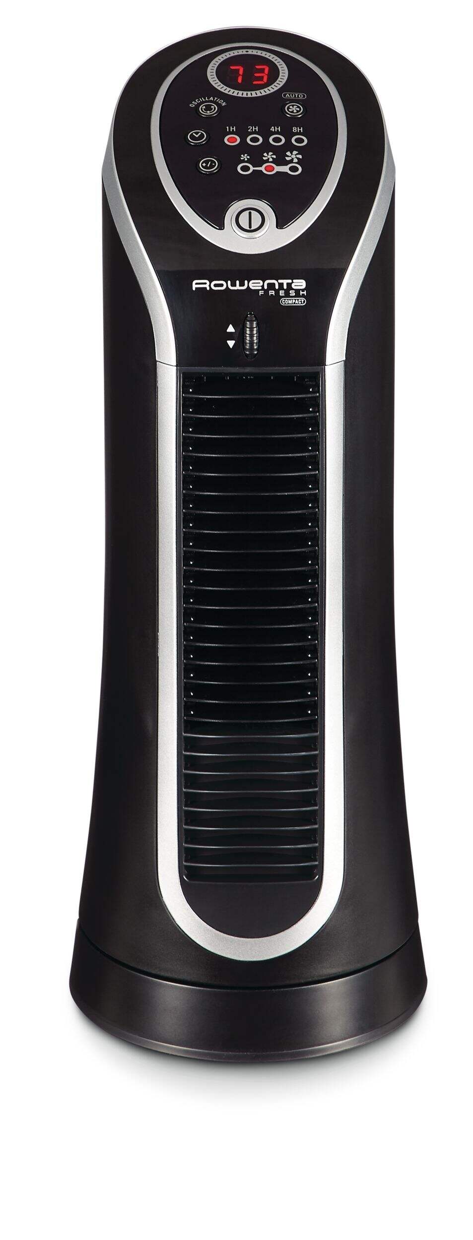 Rowenta Fresh 180° Compact Digital Oscillating Tower Fan, 3-Speed, Black, 17-in Front_Flat