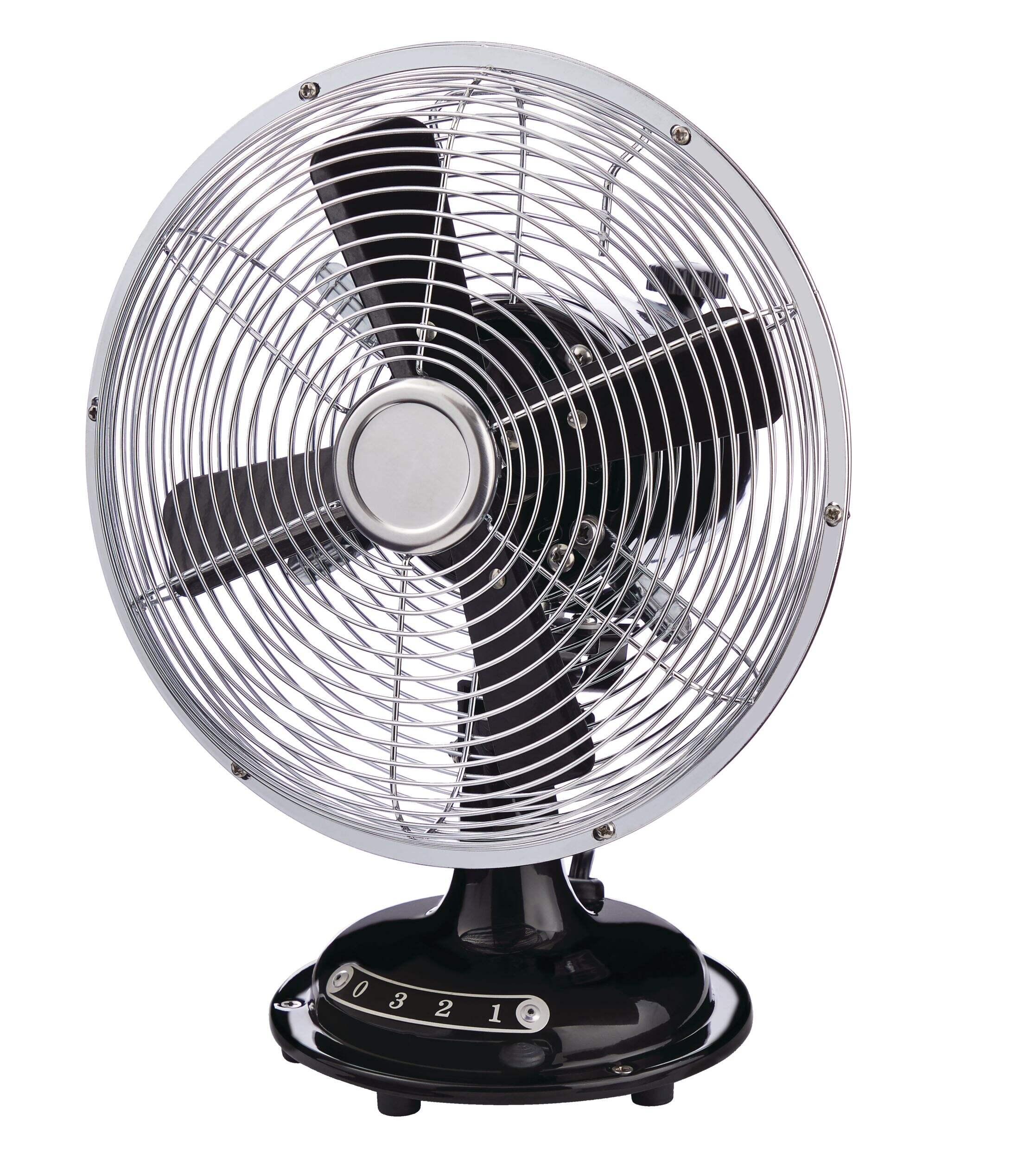 For Living Portable Table/Desk Fan, 3-Speed, Metal, 8-in Front_Angled_Left