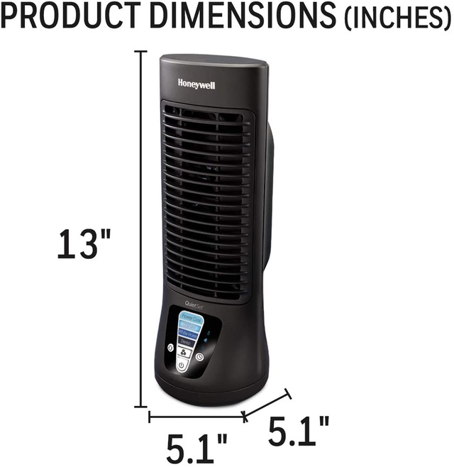 Honeywell QuietSet Mini Oscillating Tower Table/Desk Fan, 4Speed