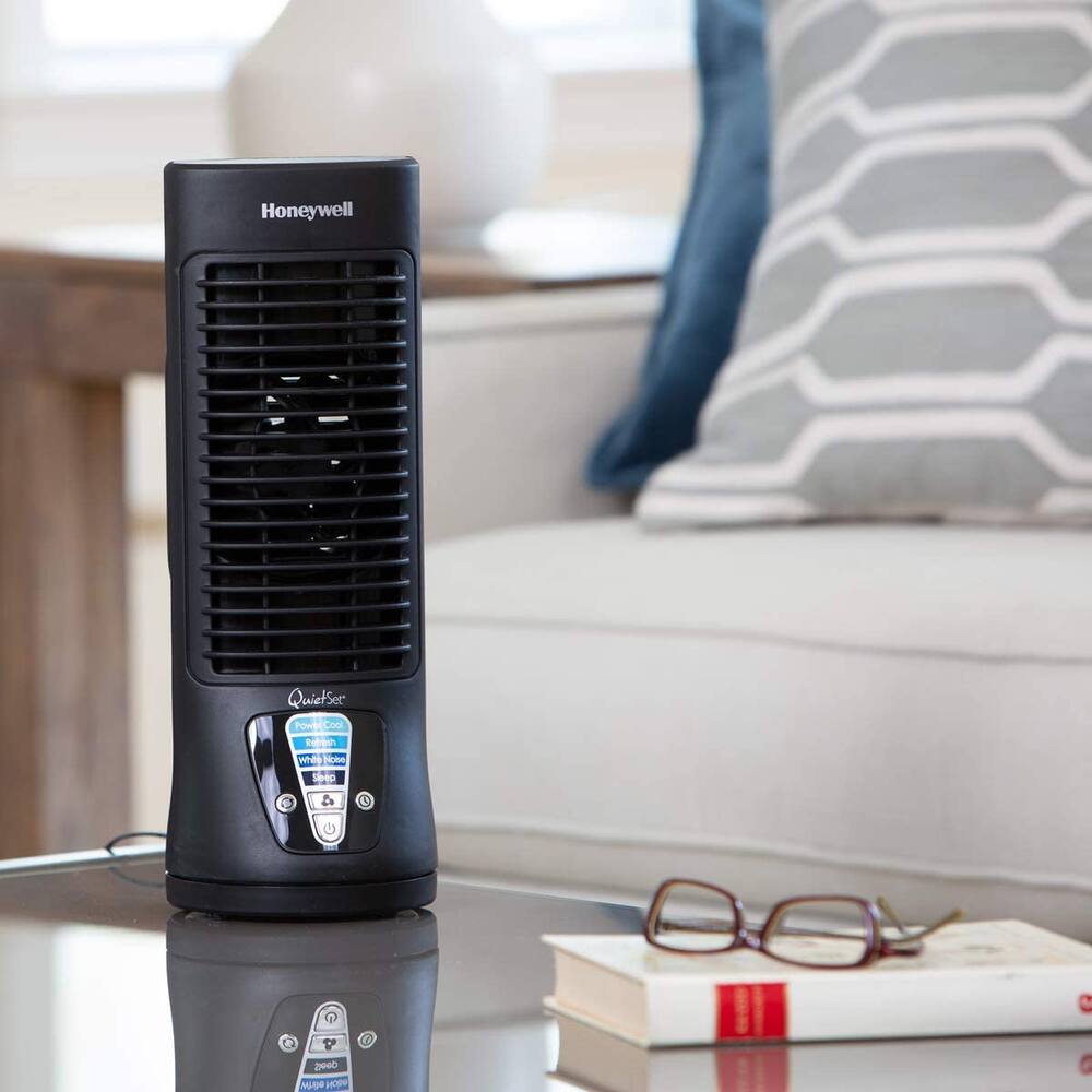 Honeywell QuietSet Mini Oscillating Tower Table/Desk Fan, 4-Speed ...