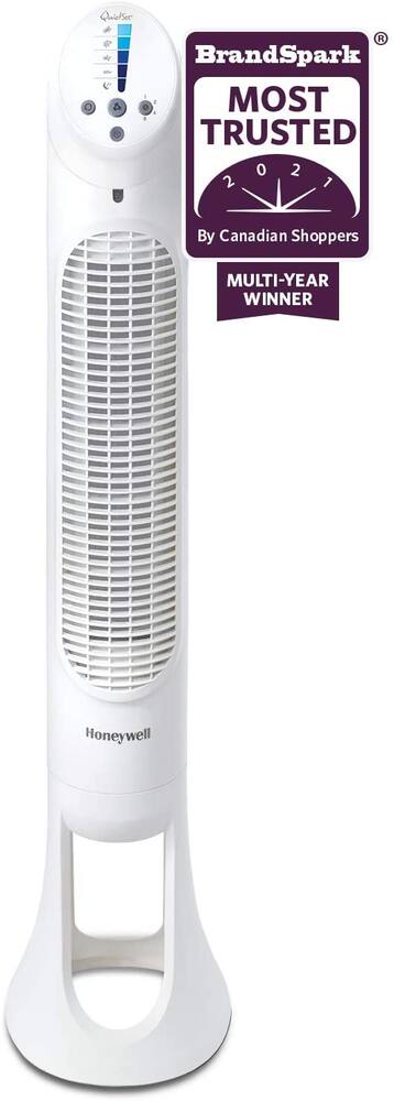 Honeywell QuietSet® Whole Room Oscillating Tower Fan, 5-Speed, White ...