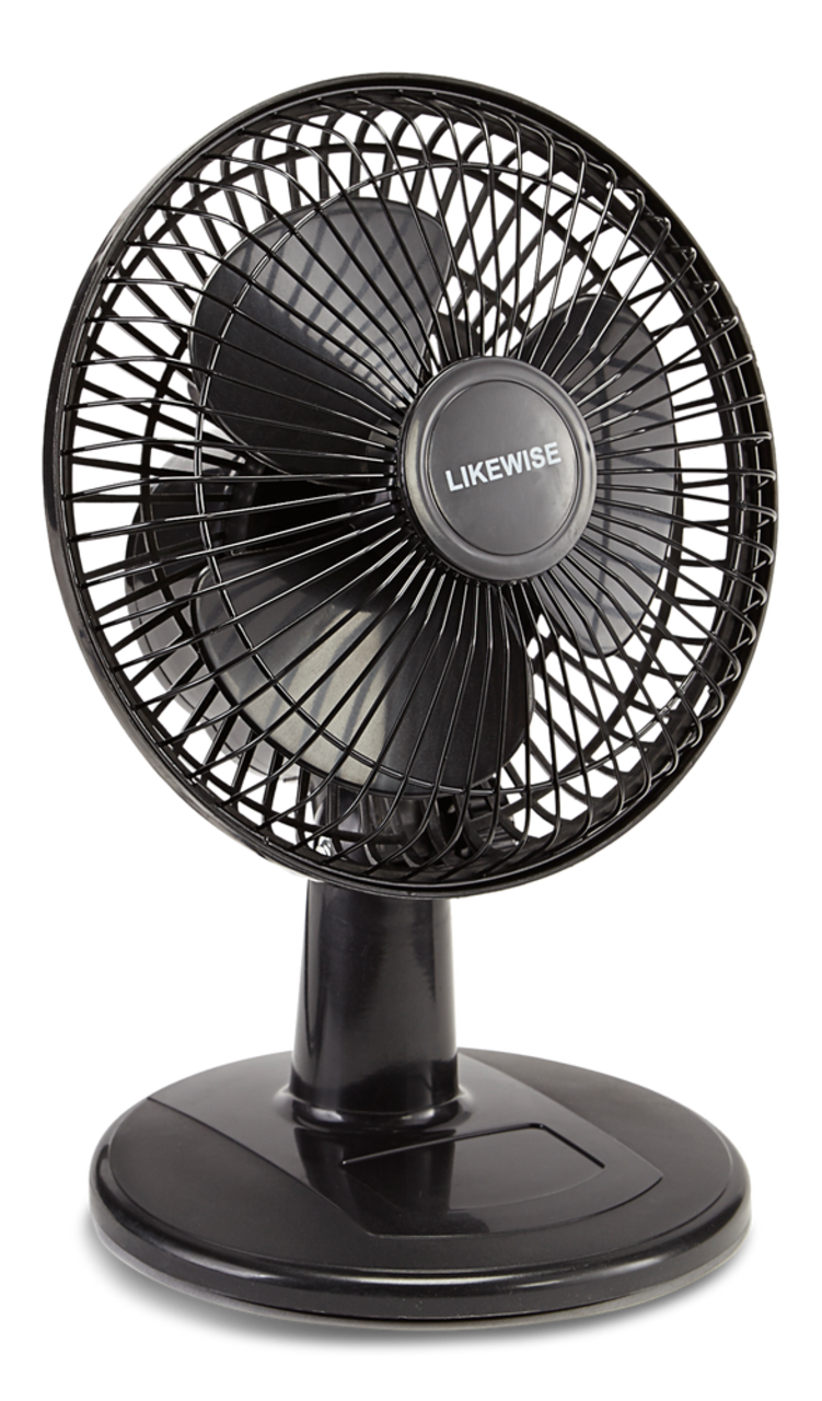 For Living Tilt Head Table Desk Fan w Clip 2 Speed Black 6 in