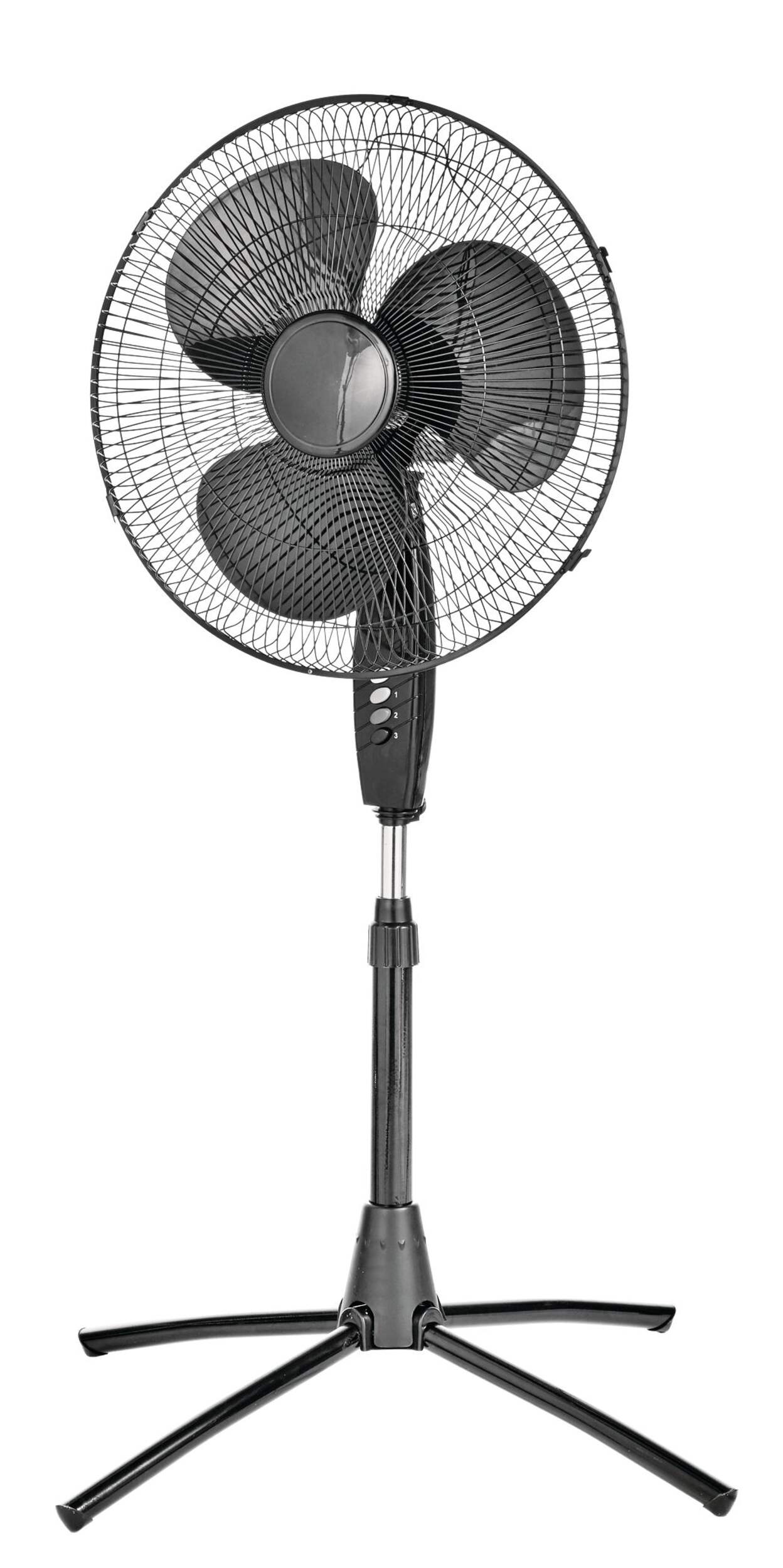 For Living Tilt-Head Oscillating Pedestal/Stand Fan with Adjustable Height, 3-Speed, Black, 18-in Front_Angled_Left