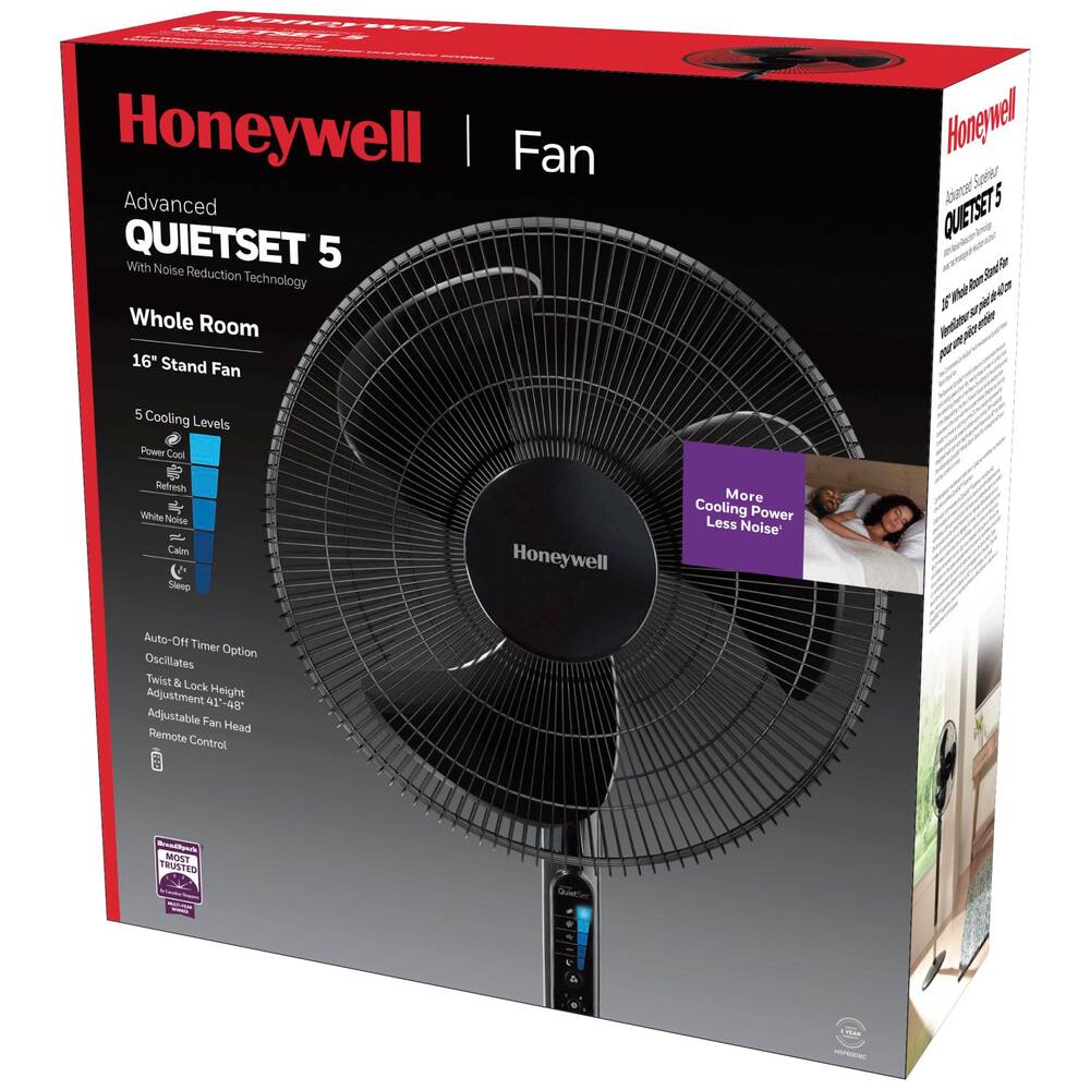 Honeywell Tilt-Head Pedestal/Stand Fan W/Remote Control, 5-Speed, Black ...