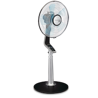Rowenta Turbo Silence Pedestal/Stand Fan with Remote Control and Adjustable Height, Black, 16-in Front_Three_Fourths_Angled_Right