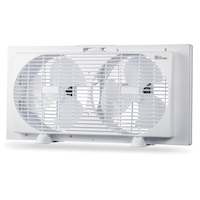 Ventilateur de fenêtre double portatif For Living, 2 vitesses, blanc, 9 po