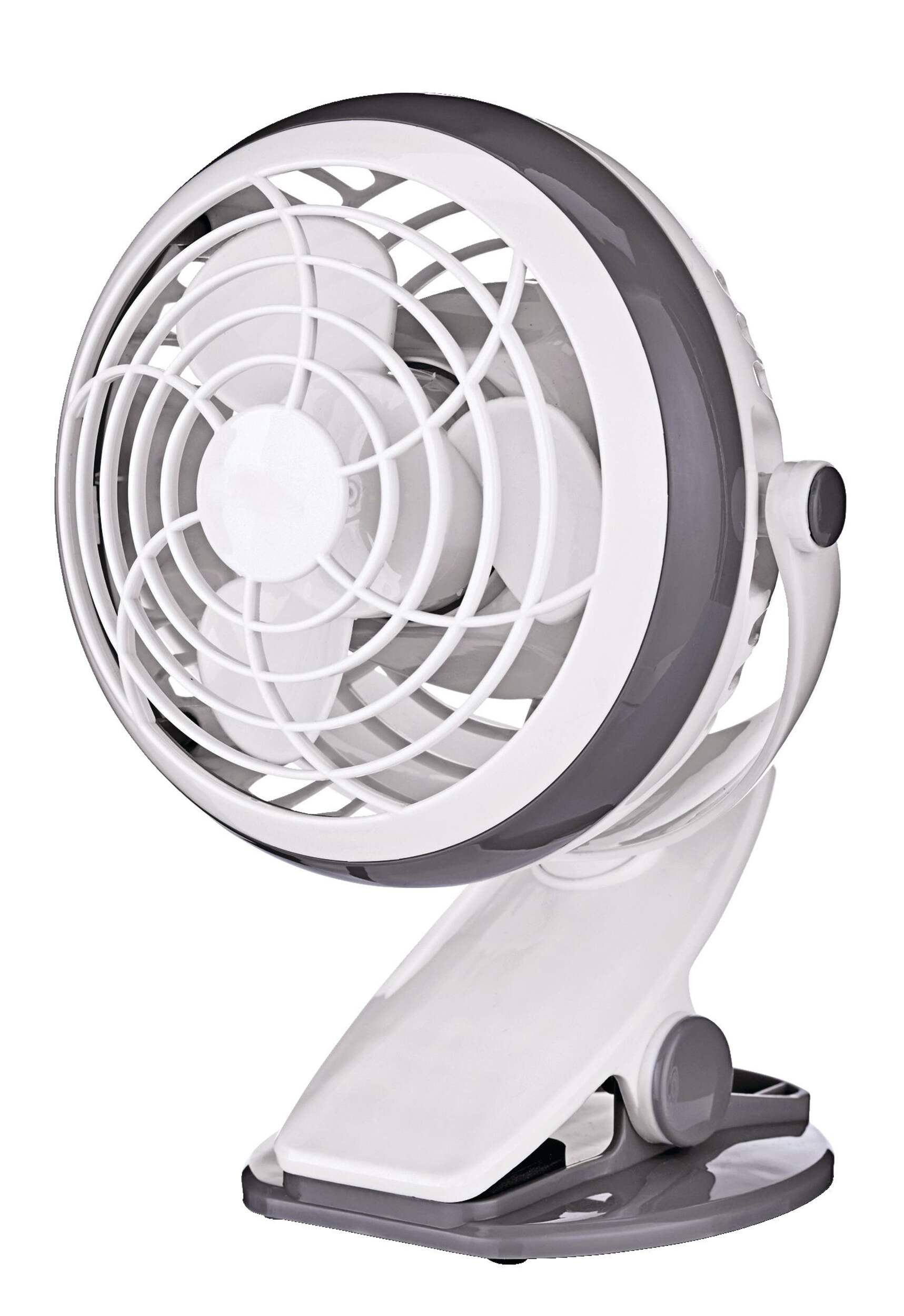 For Living USB & Battery Table/Desk Fan w/Clip, Assorted, 4-in Front_Three_Fourths_Angled_Left