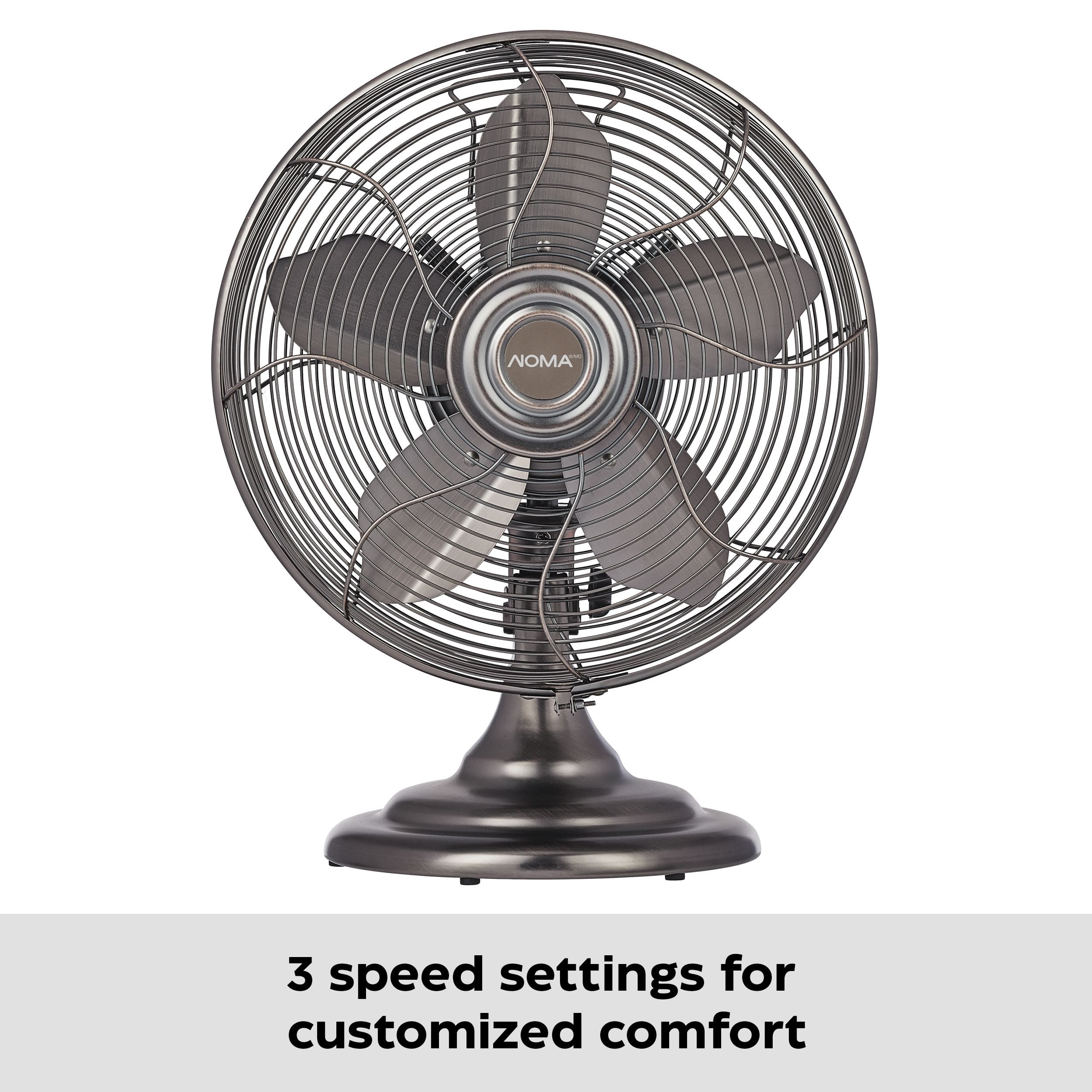 NOMA Retro Portable Oscillating Table Desk Fan 3 Speed Metal 12 in Canadian Tire