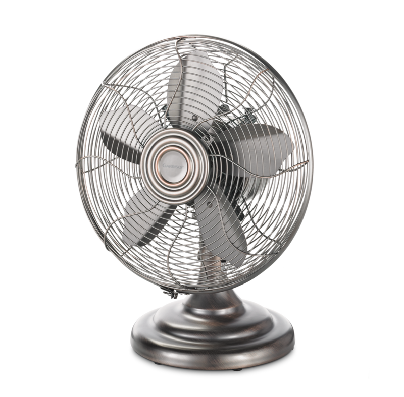 NOMA Retro Portable Oscillating Table/Desk Fan, 3Speed, Metal, 12in
