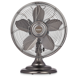 NOMA Retro Portable Oscillating Table/Desk Fan, 3-Speed, Metal, 12-in Front_Flat