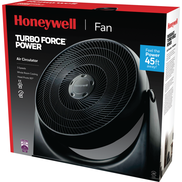 Honeywell TurboForce Portable Air Circulating Box/Floor Fan, 3-Speed ...