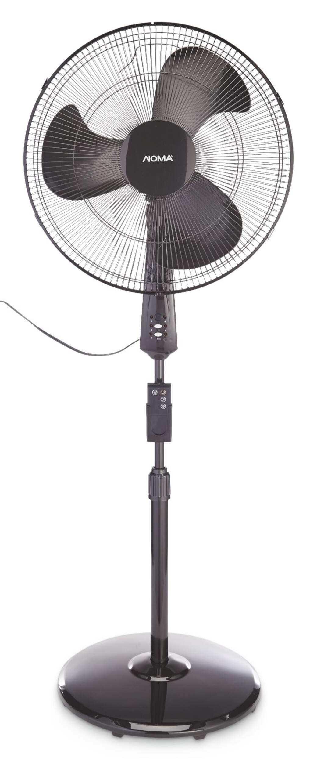NOMA Oscillating Pedestal/Stand Fan with Remote Control, 3-Speed, Black, 18-in Front_Flat