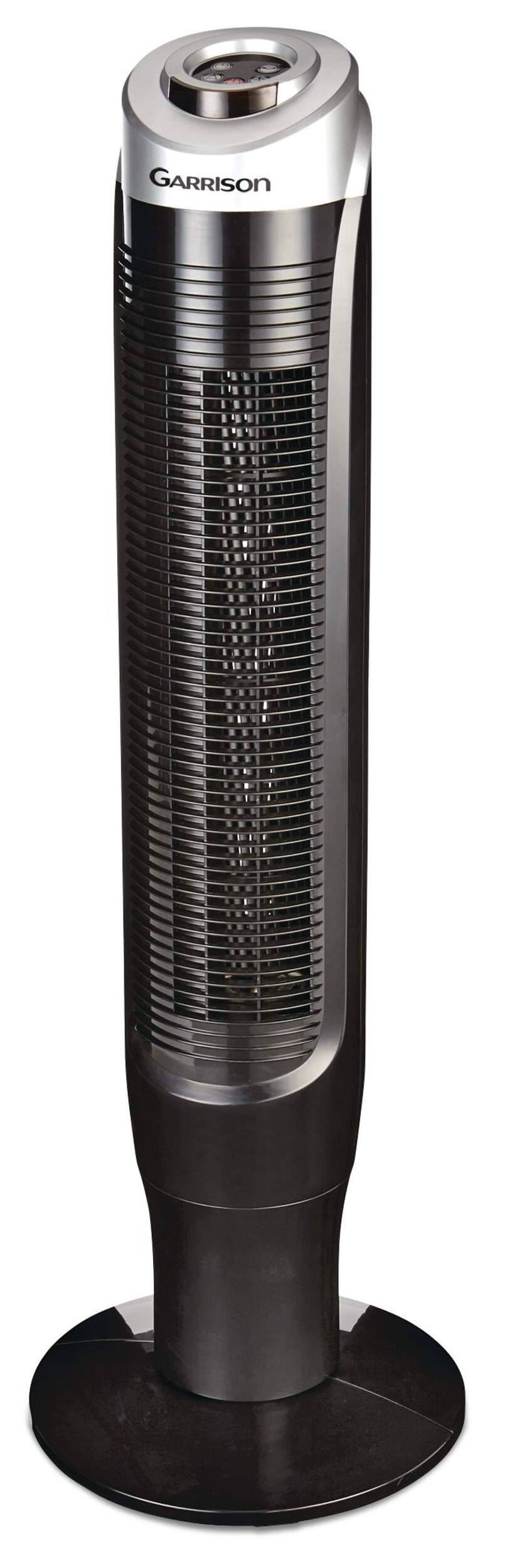 NOMA Oscillating Tower Fan w/Remote Control, 3-Speed, Black, 37-in Front_Angled_Left