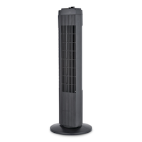 For Living Compact Oscillating Tower Fan, 3-Speed, Black, 28-in Front_Three_Fourths_Angled_Left
