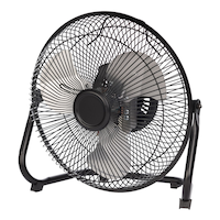 For Living Portable Oscillating Box/Floor Fan, 3-Speed, Metal, 9-in Front_Angled_Left