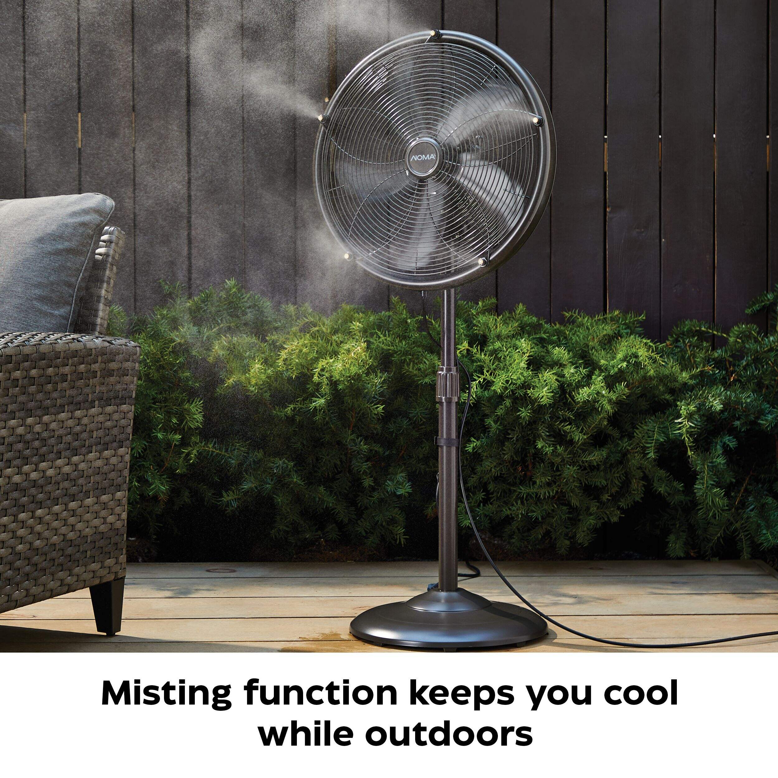 NOMA Outdoor Oscillating Pedestal/Stand Misting Fan, 3Speed, Black, 18in Canadian Tire