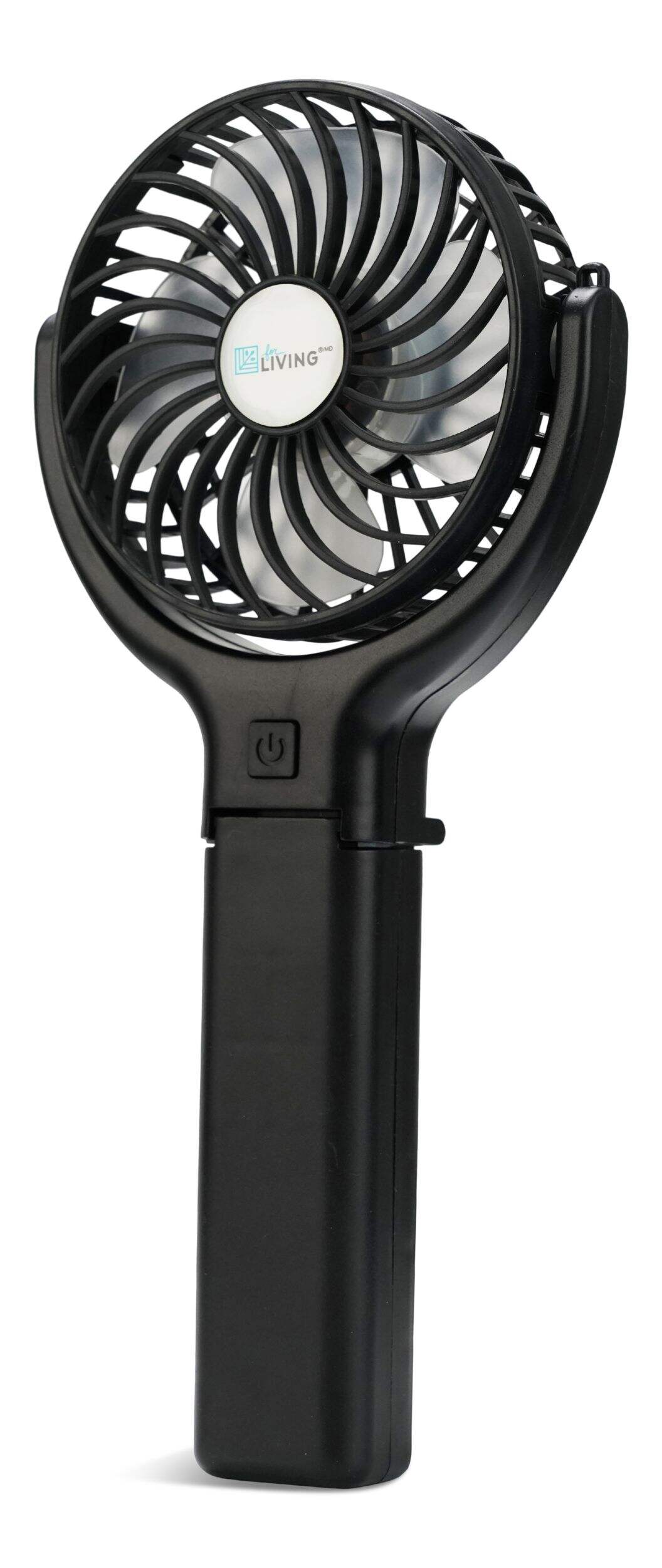 For Living USB & Battery Portable Table/Desk Fan, Black, 4-in Front_Three_Fourths_Angled_Left