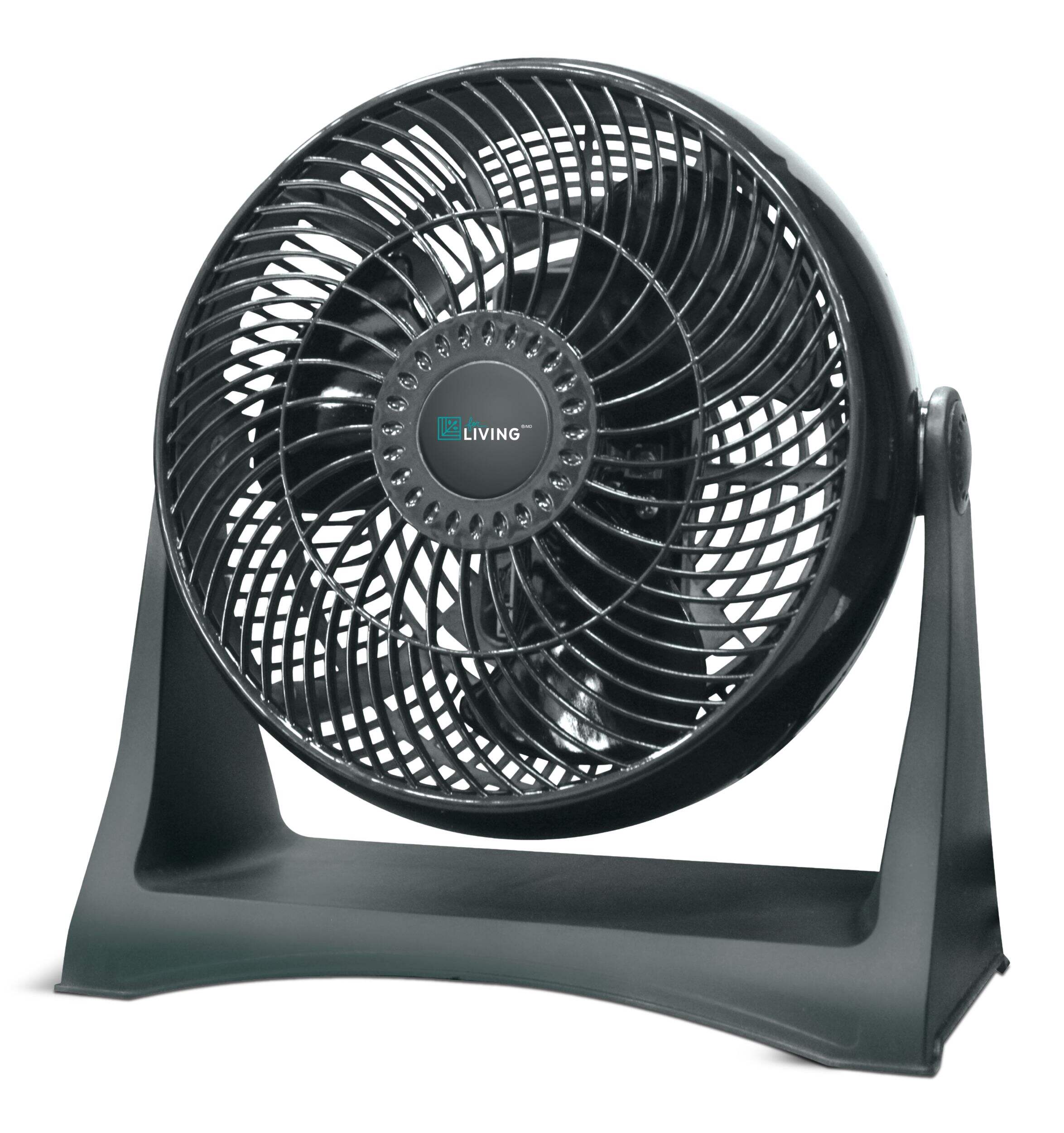 For Living Wall-Mounted Portable Turbo Table/Desk Fan, Black, 8-in Front_Three_Fourths_Angled_Left