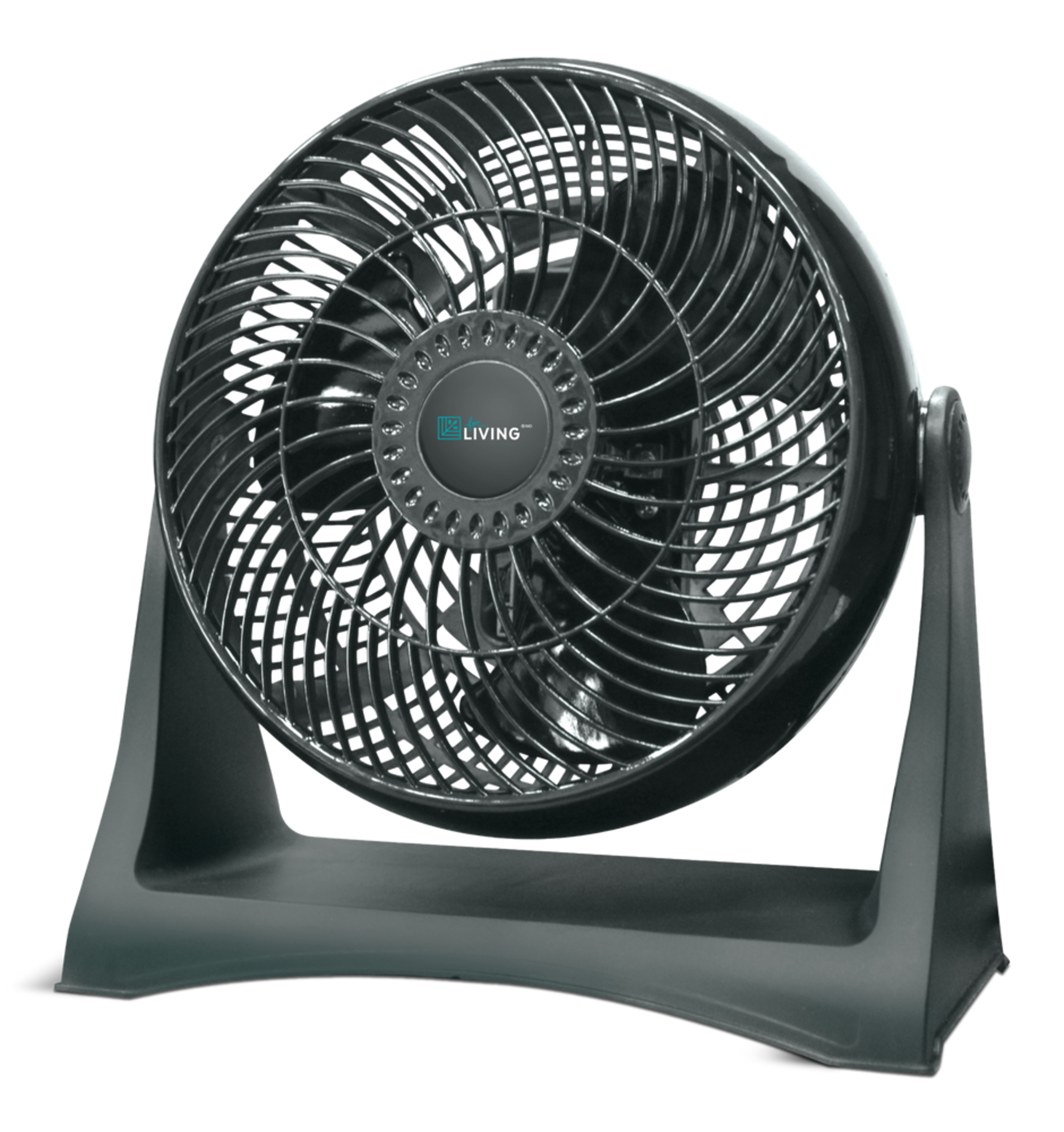 For Living Wall-Mounted Portable Turbo Table/Desk Fan, Black, 8-in Front_Three_Fourths_Angled_Left