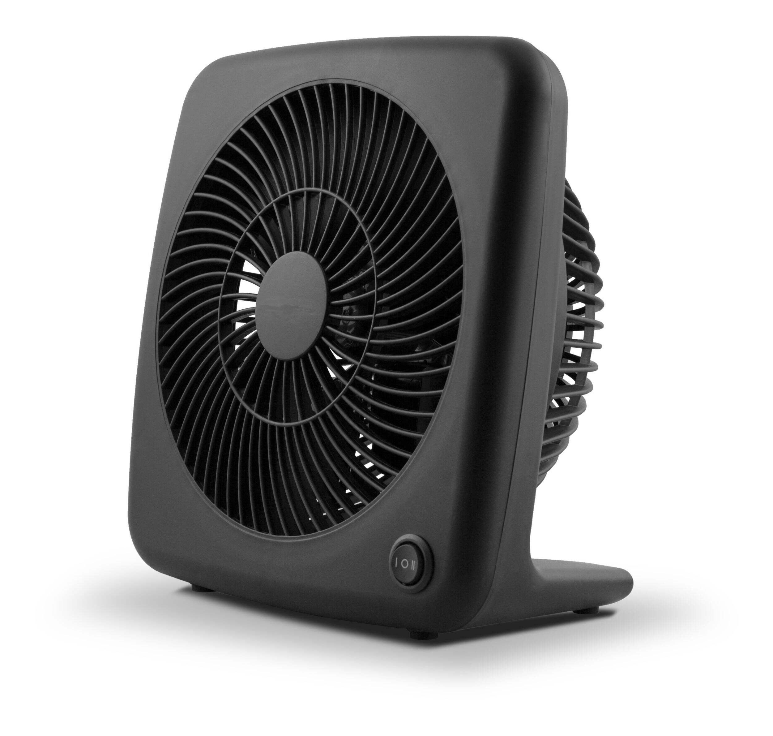 For Living Slim Portable Personal Table/Desk Fan, 2-Speed, Black, 7-in Front_Three_Fourths_Angled_Left