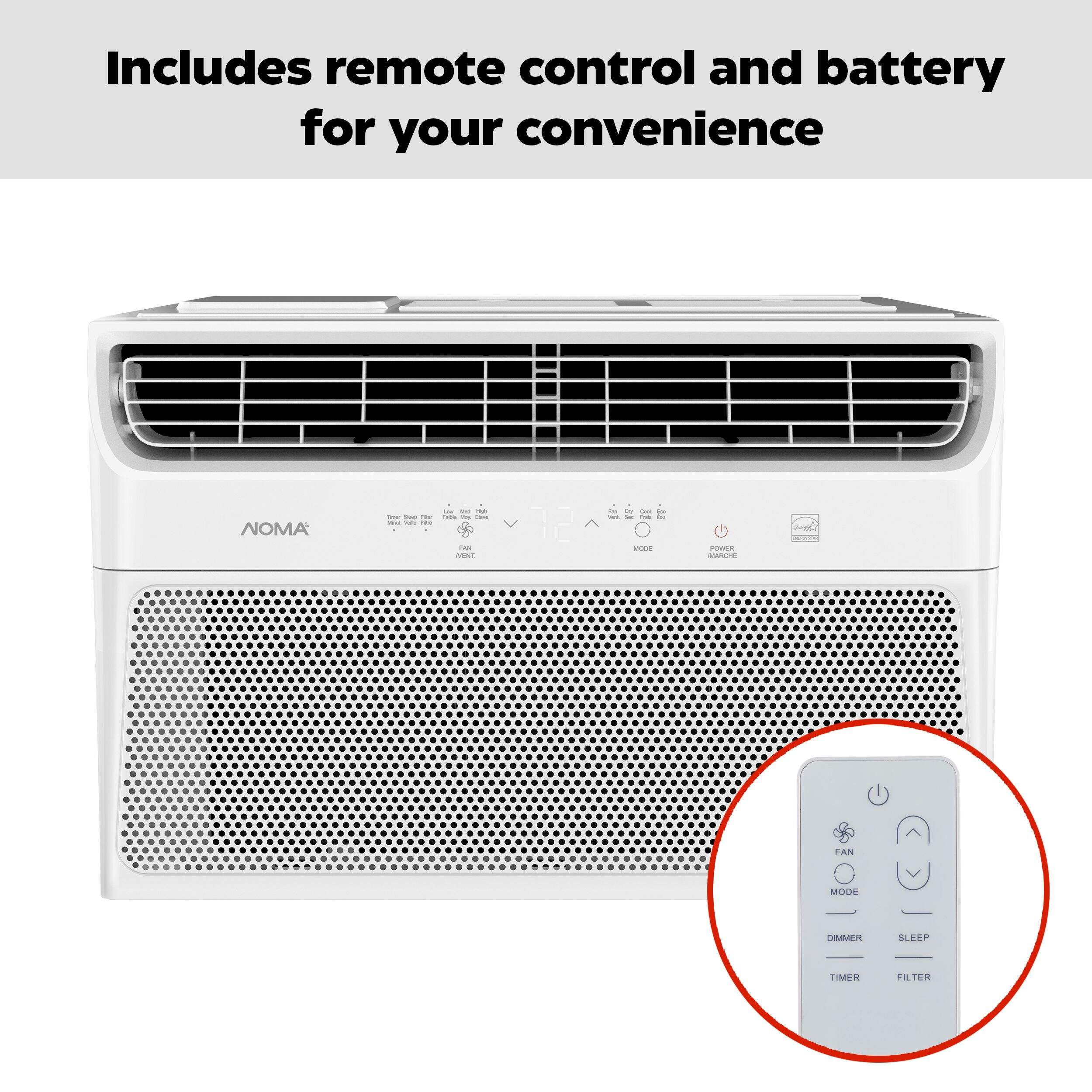 NOMA Premium Design 4in1 ENERGY STAR®Window Air Conditioner/AC w/Remote Control, 6,000BTU