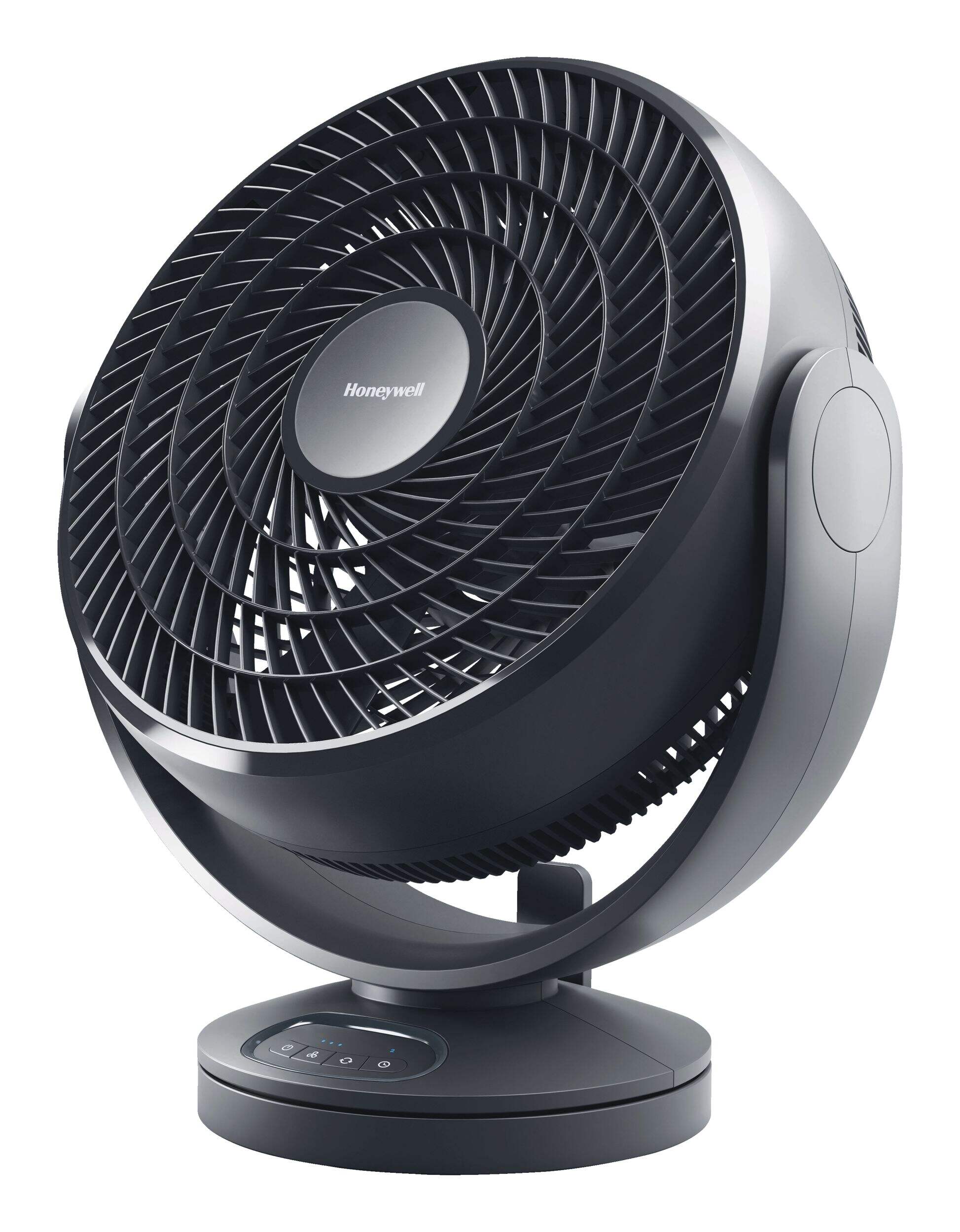 Honeywell TurboForce Electric Fan, Oscillating, Digital, Portable, 3-Speed, Black Front_Three_Fourths_Angled_Left